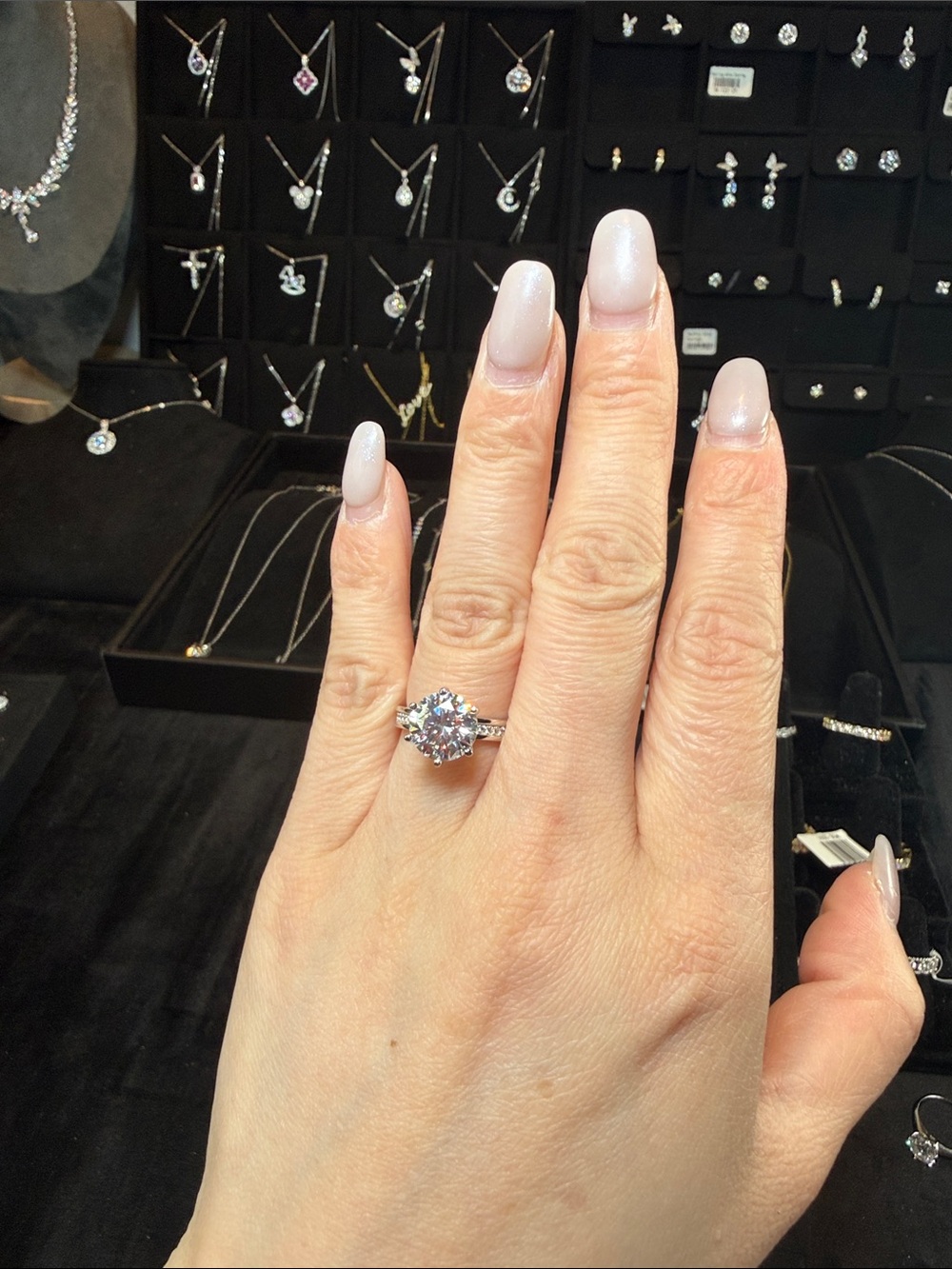 White Solitaire Moissanite Engagement Ring -